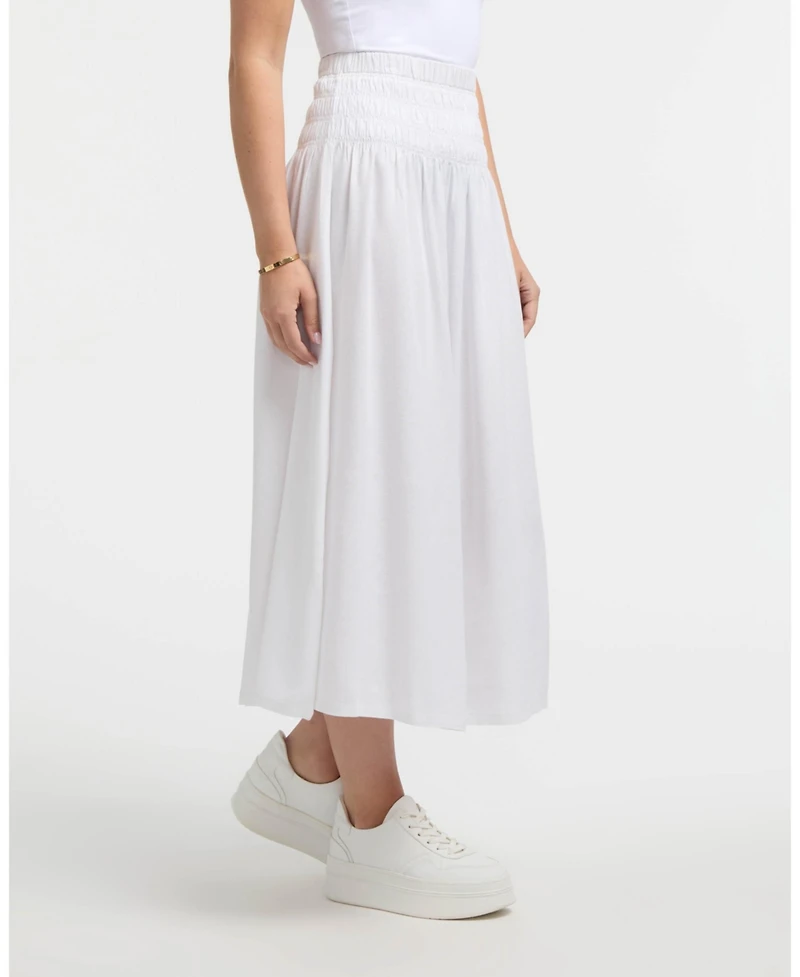 Ellen Tracy Women's Smocked Waist Linen-Blend Skirt