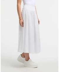 Ellen Tracy Women's Smocked Waist Linen-Blend Skirt