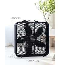 Black+Decker 20” Box Fan with 3 Speed Settings, Powerful 80W Motor, 5-Blade Box Fan with Carry Handle, Black