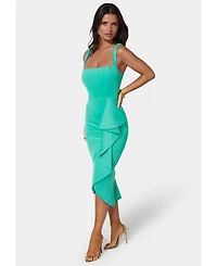 Bebe Women's Scuba Bustier Ruffle Wrap Dress