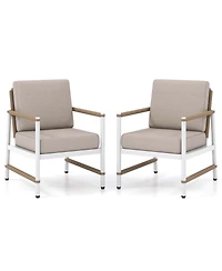 2 Pcs Patio Sofa Set with Thick Cushions Modern Bistro Set for Poolside