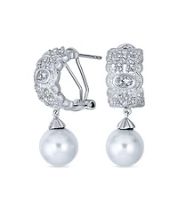 Bling Jewelry Elegant Dangle Chandelier Earrings with Cz White Glass Ball Pearl Drops