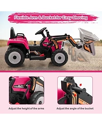 12V Battery Powered Kids Ride on Excavator with Adjustable Arm and Bucket