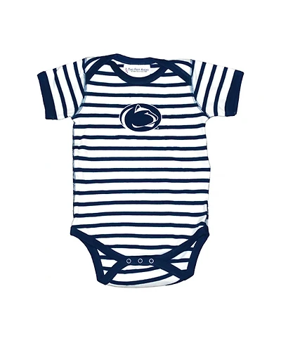 Two Feet Ahead Newborn Infant Navy Penn State Nittany Lions Stripe Shoulder Bodysuit