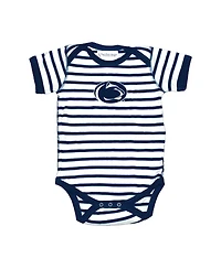 Two Feet Ahead Newborn Infant Navy Penn State Nittany Lions Stripe Shoulder Bodysuit