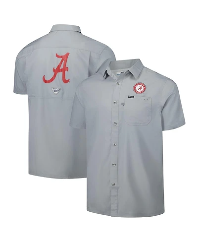 Columbia Men's Gray Alabama Crimson Tide Pfg Slack Omni-Shade Button-Up Camp Shirt