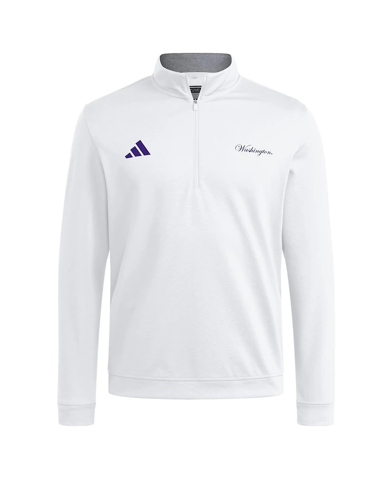 Adidas Men's White Washington Huskies Elevated Quarter-Zip Jacket