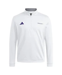 Adidas Men's White Washington Huskies Elevated Quarter-Zip Jacket