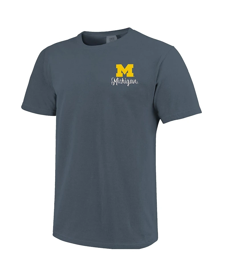 Image One Women's Navy Michigan Wolverines Comfort Colors Campus Scene Drawing Script T-Shirt