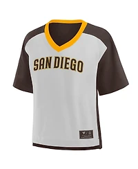 Fanatics Women's Brown/Graphite San Diego Padres Oversized Race To Win V-Neck T-Shirt
