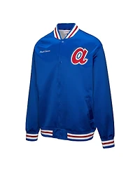 Mitchell & Ness Men's Hank Aaron Royal Atlanta Braves Legends Collection Vintage Satin Full-Snap Jacket
