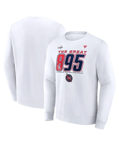 Fanatics Men's Alexander Ovechkin White Washington Capitals Nhl All-Time Leading Goal Scorer The Great 895 Fleece Pullover Sweatshirt