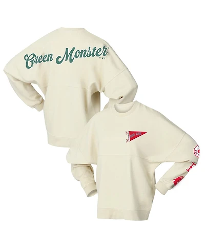 Fanatics Women's Tan Boston Red Sox Pennant Flag Branded Fleece Pullover Sweatshirt