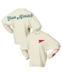Fanatics Women's Tan Boston Red Sox Pennant Flag Branded Fleece Pullover Sweatshirt