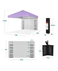 Best Choice Products 10x10ft Easy Setup Pop Up Canopy, Portable Tent w/ Side Wall, 1-Button Push
