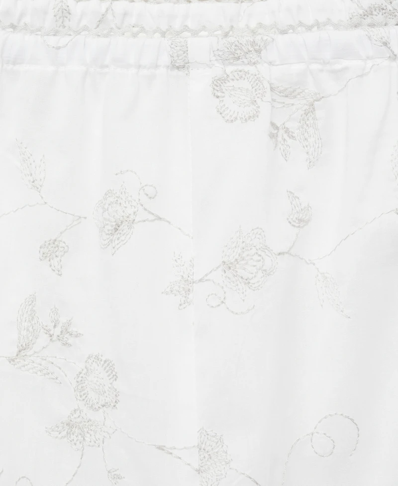 Mango Women's Embroidered Pajama Pants
