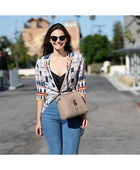 Susu Beige Leather Crossbody Bag Medium Size Women s Purse with Zipper Closure
