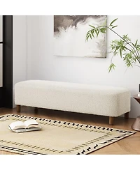 Upholstered Bench with Foam Cushion and Wood Legs, Rectangular Ottoman Bench for Bedroom, Living Room, or End of Bed Seating-The Pop Home