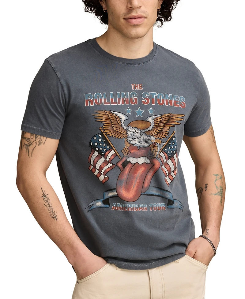 Lucky Brand Men's Rolling Stones Short Sleeve Crewneck Eagle Graphic T-Shirt