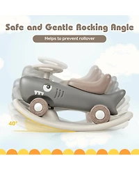 Convertible Rocking Horse and Sliding Car with Detachable Balance Board-Black