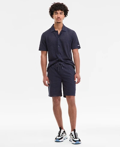 Karl Lagerfeld Paris Men's Regular-Fit Open-Weave Jacquard 8-1/2" Shorts