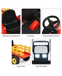 12V Ride on Tractor with 3-Gear-Shift Ground Loader for Kids 3+ Years Old