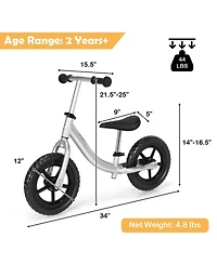 Aluminum Adjustable No Pedal Balance Bike for Kids Age 2+ Years Old