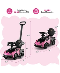 3-in-1 Licensed Lamborghini Ride on Push Car with Handle Guardrail