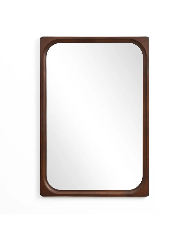 LuxenHome Rubberwood Frame Rectangle 35-Inch Tall Wall Mirror, Accent and Vanity