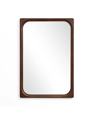 LuxenHome Rubberwood Frame Rectangle 35-Inch Tall Wall Mirror, Accent and Vanity