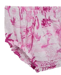 Guess Baby Girls 2-Piece Puff Sleeve Printed Dress and Coordinating Bloomer Set