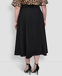Dkny Plus Belted A-Line Midi Skirt