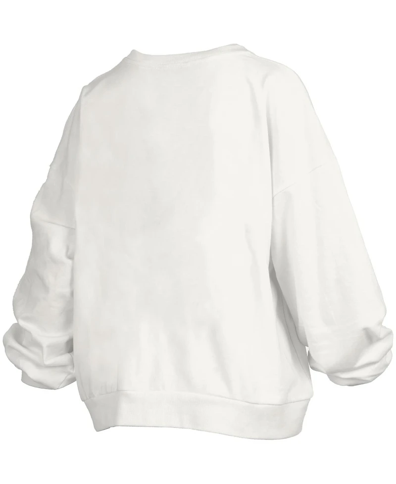 Pressbox Women's White Florida Gators 2025 Ncaa Men's Basketball National Champions Trilogy Janice Oversized Fleece Pullover Sweatshirt