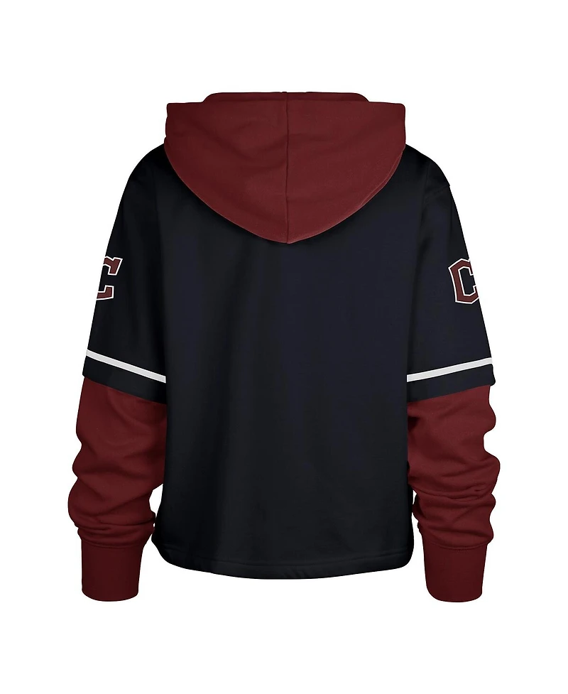 '47 Brand Women's Navy Cleveland Guardians City Connect Shortstop Cropped Pullover Hoodie