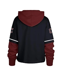 '47 Brand Women's Navy Cleveland Guardians City Connect Shortstop Cropped Pullover Hoodie