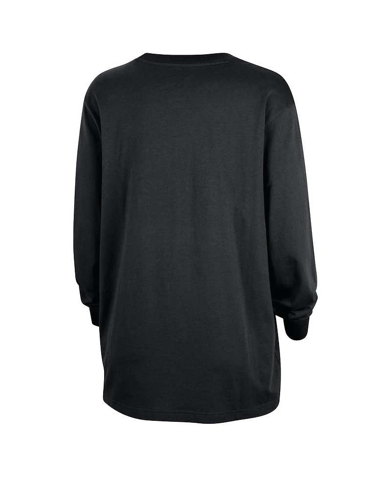 Nike Women's Black Wnba Jump Woman Logo Boyfriend Oversized Long Sleeve T-Shirt