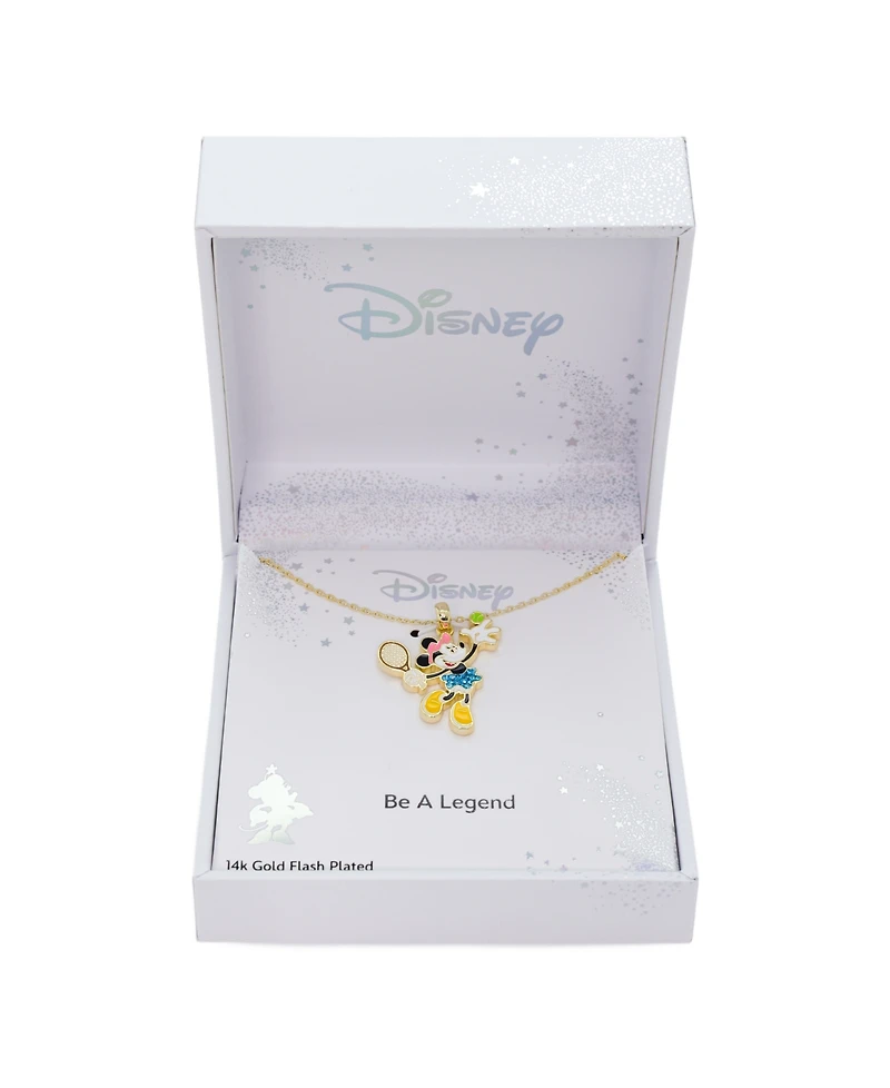 Disney Crystal Minnie Mouse Playing Tennis Pendant Necklace
