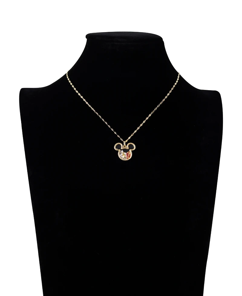Disney Cubic Zirconia Mickey Mouse Football Shaker Pendant Necklace