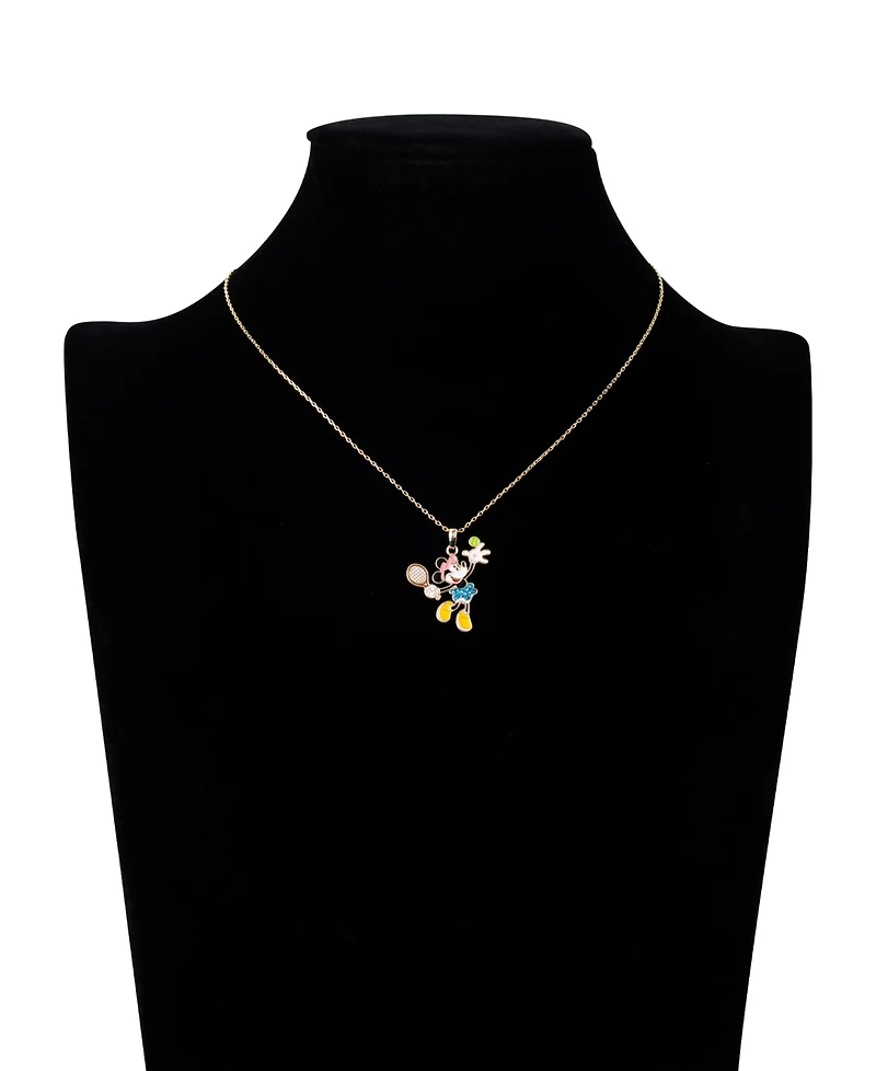 Disney Cubic Zirconia Mickey Mouse Football Charm Necklace