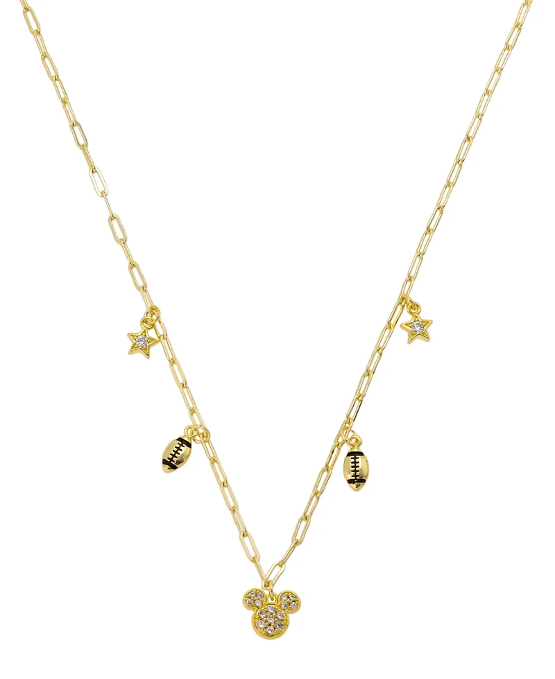 Disney Cubic Zirconia Mickey Mouse Football Charm Necklace