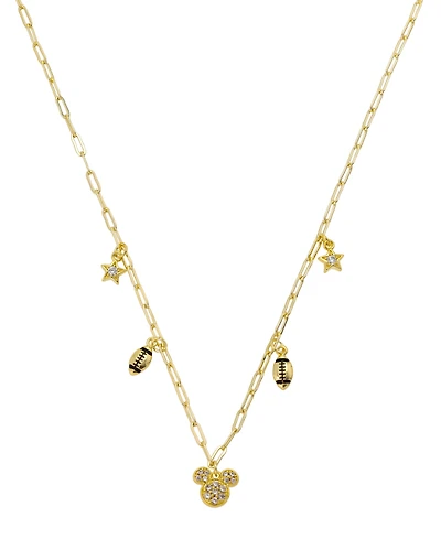 Disney Cubic Zirconia Mickey Mouse Football Charm Necklace