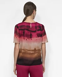Dkny Women's Printed Crinkled Chiffon Blouse