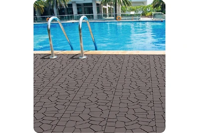 Streamdale Diy 12" Patio Deck Tiles, Interlocking, Easy Install, 44pcs Dark Gray