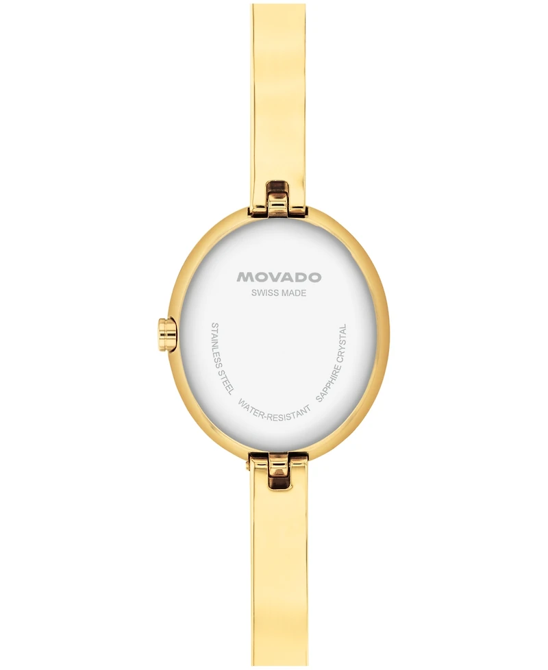 Movado Women's Museum Oval Bangle Swiss Quartz Yellow Pvd Watch, 22 x 26mm