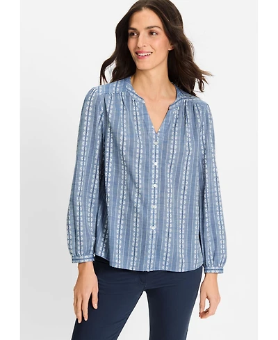 Olsen Women's Prairie Floral Embroidered Tunic