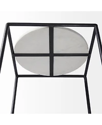 Marble Round End Table for Living Room or Bedroom Decor