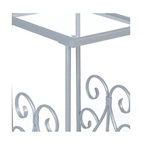 Contemporary Glass and Metal Square End Table with Lower Shelf