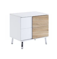 Modern Wood Look Rectangular Side Table with Dual Storage Drawers