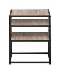 Modern End Table with Two Open Shelves for Display & Storage