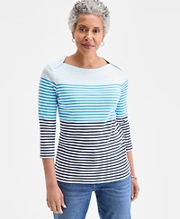 Style & Co Women's Printed Pima Cotton 3/4-Sleeve Top, Exclusively at Macy's